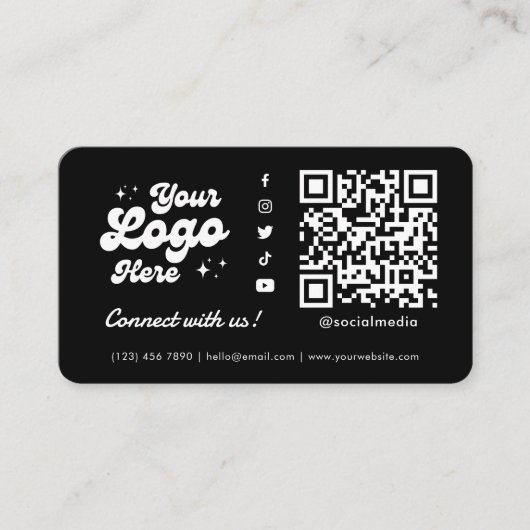 Maak verbinding met ons Social Media QR Code Black Visitekaartje (Voorkant)