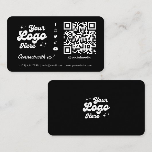 Maak verbinding met ons Social Media QR Code Black Visitekaartje (Voorkant / Achterkant)