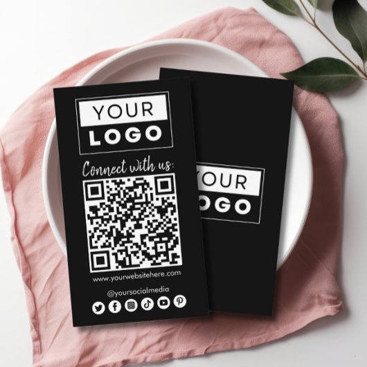 Maak verbinding met ons Social Media QR Code Black Visitekaartje