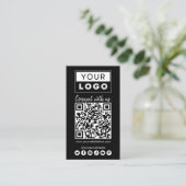 Maak verbinding met ons Social Media QR Code Black Visitekaartje (Staand voorkant)