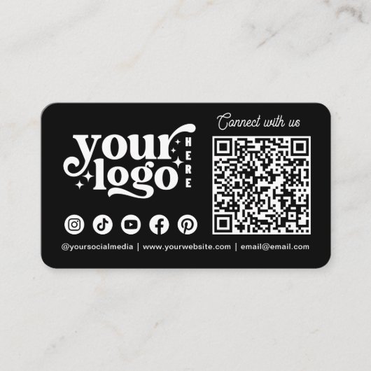 Maak verbinding met ons Social Media QR Code Black Visitekaartje (Voorkant)