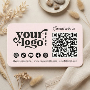 Maak verbinding met ons Social Media QR Code roze Visitekaartje