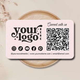 Maak verbinding met ons Social Media QR Code roze Visitekaartje