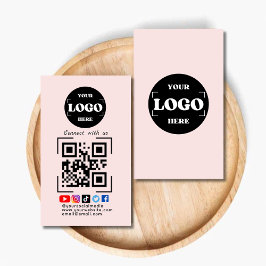 Maak verbinding met ons Social Media QR Code roze Visitekaartje
