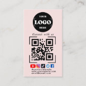 Maak verbinding met ons Social Media QR Code roze Visitekaartje (Voorkant)