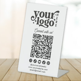 Maak verbinding met ons Social Media QR Code White Reclamebord Met Voetstuk