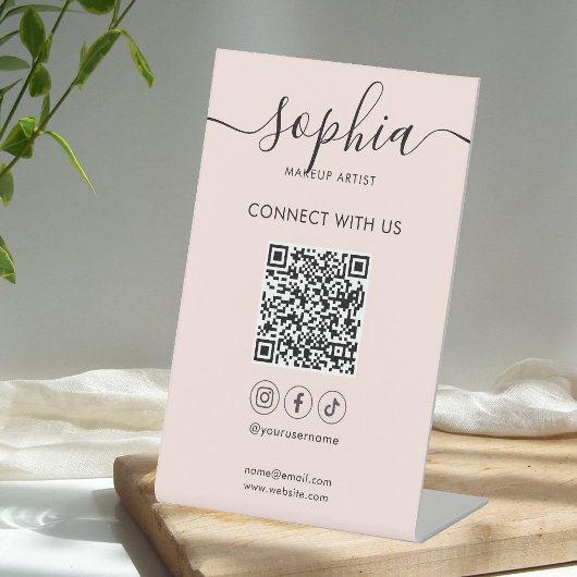 Maak verbinding met ons Social Media Script Reclamebord Met Voetstuk