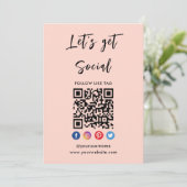 Maak verbinding met ons sociale media modern Blush Kaart (Staand voorkant)