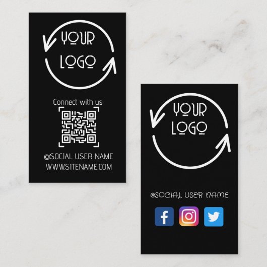 Maak verbinding met ons, sociale media QR Code Bla Visitekaartje (Voorkant / Achterkant)