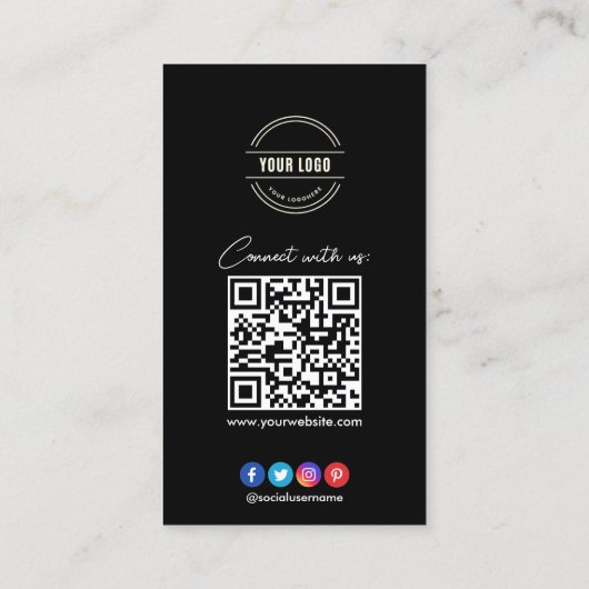 Maak verbinding met ons | Sociale media — QR-code  Visitekaartje (Achterkant)