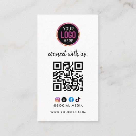 Maak verbinding met ons | Sociale media — QR-code Visitekaartje (Voorkant)
