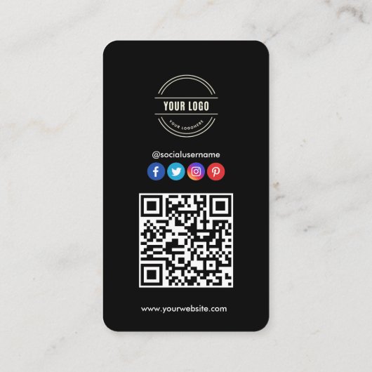 Maak verbinding met ons | Sociale media — QR-code  Visitekaartje (Achterkant)