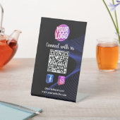 Maak verbinding met ons | Sociale media QR-code zw Reclamebord Met Voetstuk (Insitu)