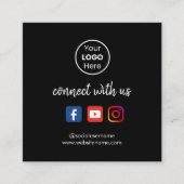 Maak verbinding met ons | Sociale media QR-code zw Vierkante Visitekaartje (Voorkant)