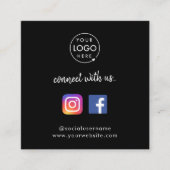 Maak verbinding met ons | Sociale media QR-code zw Vierkante Visitekaartje (Voorkant)