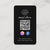 Maak verbinding met ons | Sociale media QR-code zw Visitekaartje (Voorkant)