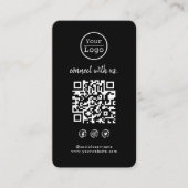 Maak verbinding met ons | Sociale media QR-code zw Visitekaartje (Voorkant)
