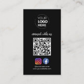 Maak verbinding met ons | Sociale media QR-code zw Visitekaartje (Voorkant)