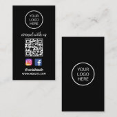 Maak verbinding met ons | Sociale media QR-code zw Visitekaartje (Voorkant / Achterkant)