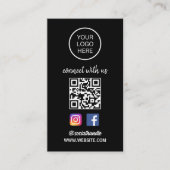 Maak verbinding met ons | Sociale media QR-code zw Visitekaartje (Voorkant)
