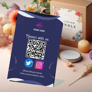 Maak verbinding met ons Visitekaartje voor sociale Reclamebord Met Voetstuk