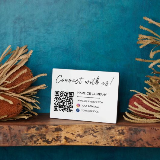 Maak verbinding met ons Website Qr Code Social Med Fotoplaat (Zijkant)