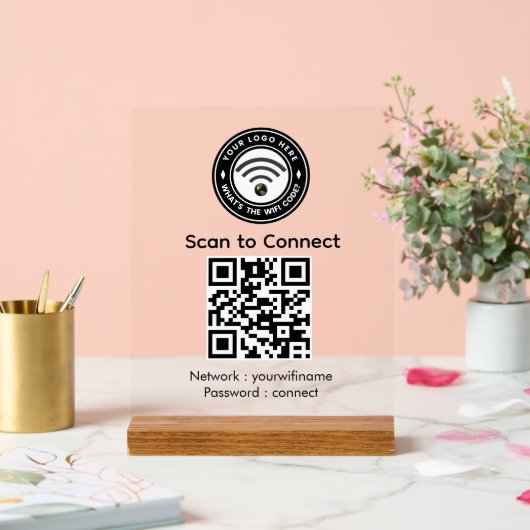Maak verbinding met Wi‑Fi QR-codebord | Wi‑Fi Acryl Bord (Huwelijk)