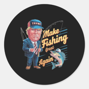 Maak Vissen Groot Again Trump Grappige Visser Ang Ronde Sticker