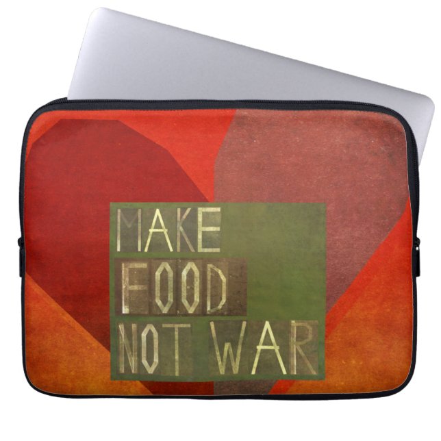 Maak voedsel geen oorlog laptop sleeve (Voorkant)