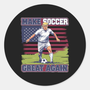 Maak voetbal weer geweldig Grappig Trump voetbalsp Ronde Sticker