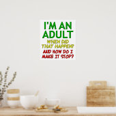 Maak Volwassene Stop Grappige Poster (Keuken)