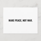 Maak vrede niet oorlog wit zwart minimalistisch ge briefkaart (Voorkant)