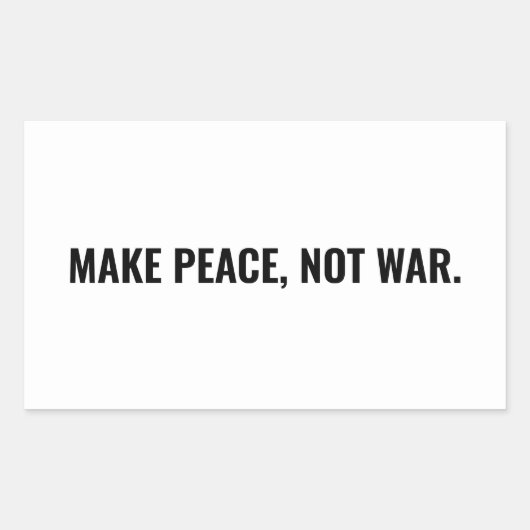 Maak vrede niet oorlog wit zwart minimalistisch ge rechthoekige sticker (Voorkant)