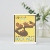 "Maak vrienden met boeken"  Bibliotheek Poster Briefkaart (Staand voorkant)