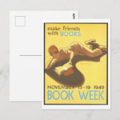 "Maak vrienden met boeken"  Bibliotheek Poster Briefkaart (Voorkant / Achterkant)