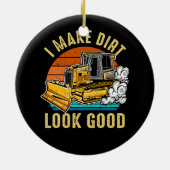Maak vuil er goed uitzien graafmachine voertuigbou keramisch ornament (Achterkant)