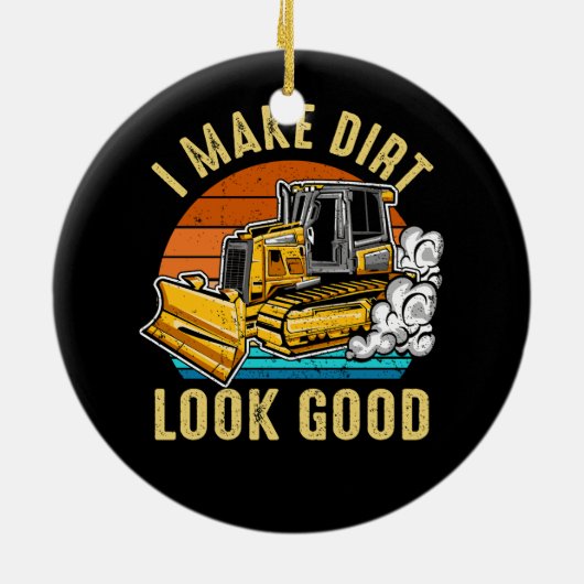 Maak vuil er goed uitzien graafmachine voertuigbou keramisch ornament (Achterkant)