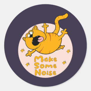 Maak wat ruis van Kawaii Funny oranje kat die spri Ronde Sticker