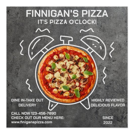 Maak zijn Pizza O Clock pizzarestaurant aanpasbaar Perfect Poster (Voorkant)