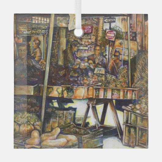 Maakt de creativiteit glimmend des te helderder glas ornament (Voorkant)