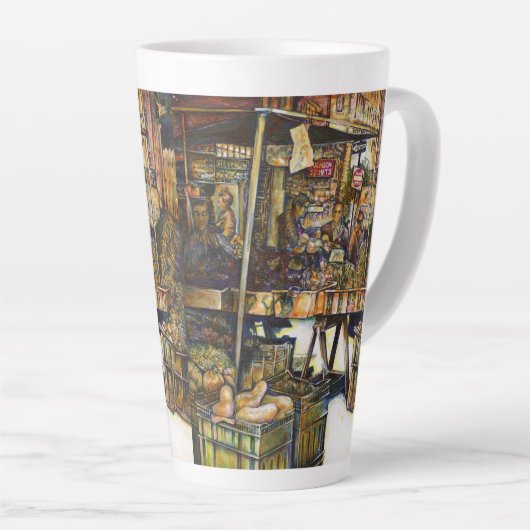 Maakt de creativiteit glimmend des te helderder latte mok (Rechterhoek)