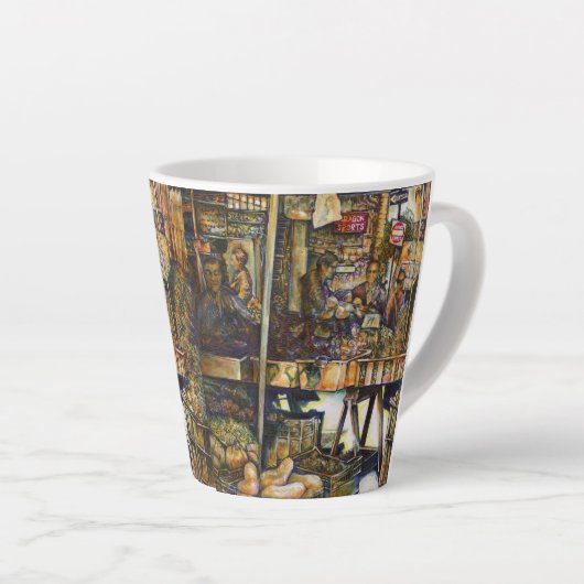 Maakt de creativiteit glimmend des te helderder latte mok (Rechterhoek)