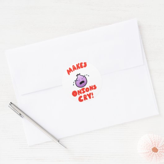 Maakt Onions droog! Ronde Sticker (Envelop)