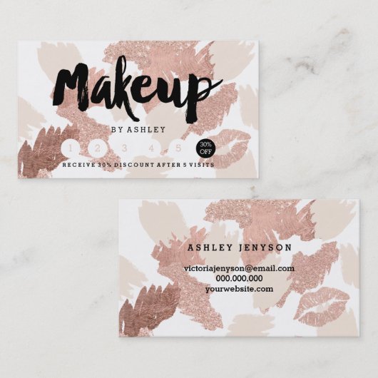 Maakt roos gouden script penseeltloyaliteit aan visitekaartje (Voorkant / Achterkant)