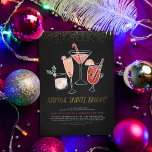 Maakt spirits helder | Chalkboard Cocktail Party Kaart<br><div class="desc">Gevoelige geesten helder maken! Een set met de hand geverfde kerstdrinken, met inbegrip van een martini met een snoepriet, gemulgeerde wijn met steranijs sinaasappel, kaneel, champagne met snoep en diepgevroren bessen, en een wit russisch gedecoreerd met een vleugje heilig tegen een achtergrond van een krijt. Hieronder staat met de hand...</div>