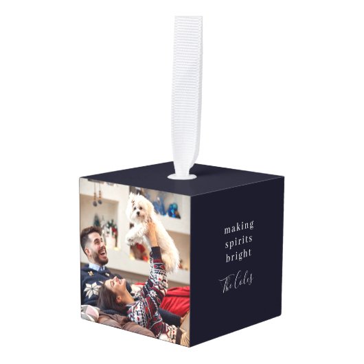 Maakt spirits helder | Navy Blue-kerstfoto Decoratie (Voorkant hoekig)