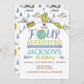 maakte vier avontuur 4e verjaardag uitnodiging (Voorkant / Achterkant)