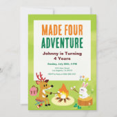 maakte vier avontuur 4e verjaardag uitnodiging (Voorkant)
