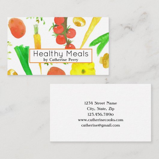 Maaltijd Chef Catering Voedsel Verse groenten Visitekaartje (Voorkant / Achterkant)
