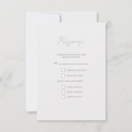 Maaltijdkeuze bruiloft RSVP Kaart Zwaan (Achterkant)